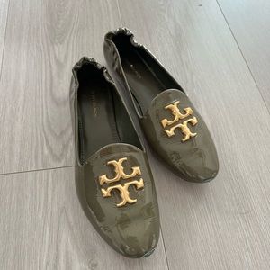 Tory Burch Eleanor Loafer Flats Dark Green Patent Leather US 6.5